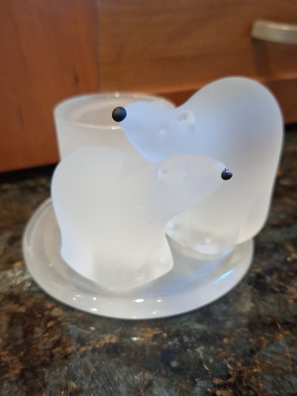 Vtg Partylite Frosted White Polar Bear Tea Light Holder -